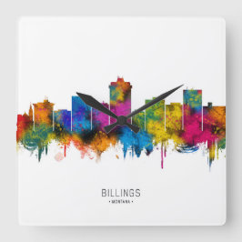 Billings Montana Silhouette Vierkante Klok