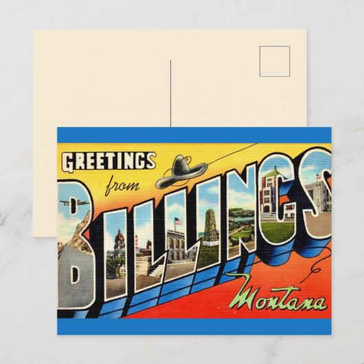  Billings MT Groet Briefkaart (Voorkant / Achterkant)