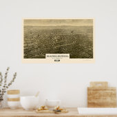 Billings, MT Panorama Map - 1904 Poster (Keuken)