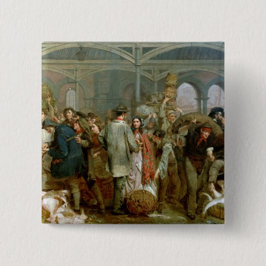 Billingsgate Fish Market Vierkante Button 5,1 Cm (Voorkant)
