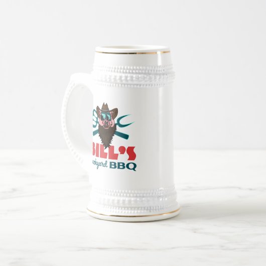 Bill's achtertuin BBQ Stein Bierpul (Voorkant links)