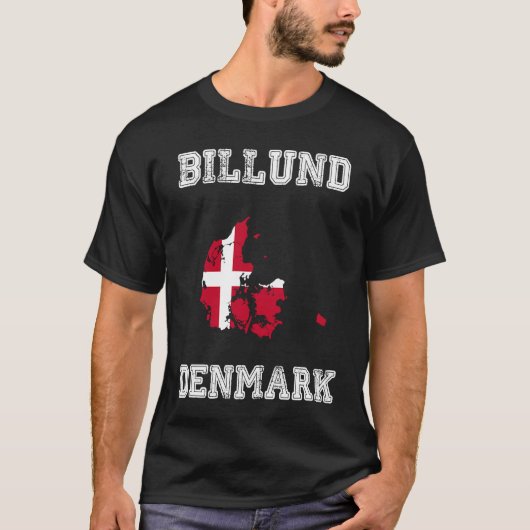 Billund Denmark Vintage Denmark Flag Map T-shirt (Voorkant)