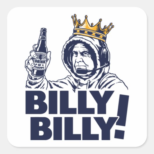 Billy Billy. koning Vierkante Sticker (Voorkant)