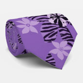 Billy Bong Hawaiian - Paarse Passion Flower Satin Stropdas (Opgerold)