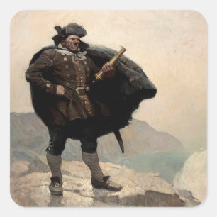 Billy Botten, Treasure Island, door N.C. Wyeth Vierkante Sticker