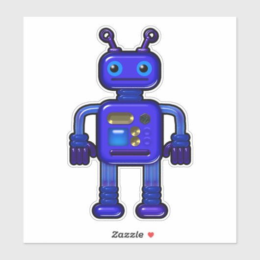 Billy de Schattigee Blue Robot Whimsical Sticker (Vel)