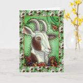 BILLY GOAT EN HERFSTBLADEREN, THANKSGIVING BOERDER KAART (Gele Bloem)