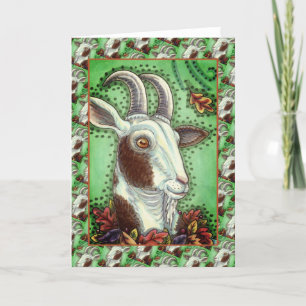 BILLY GOAT EN HERFSTBLADEREN, THANKSGIVING BOERDER KAART