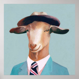 Billy Goat_Funny Goat Canvas  Goat Home Decor Poster