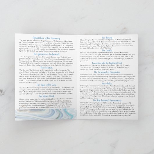 Billy Greek Orthodox Church Baptisme Programme Programma (Binnen)