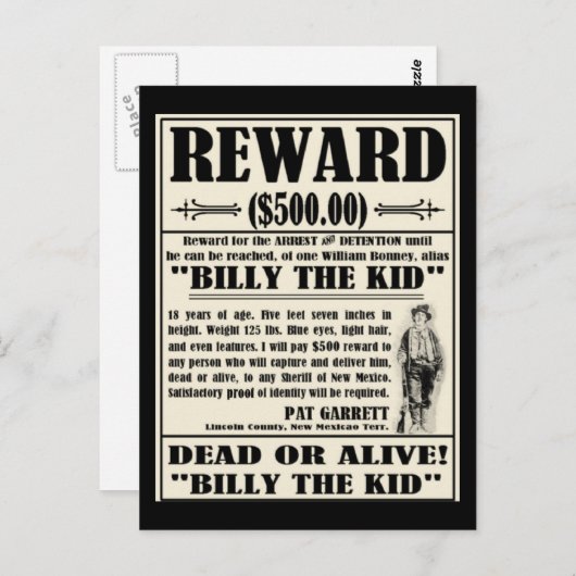 Billy het Kind Gezocht Poster Briefkaart (Voorkant / Achterkant)