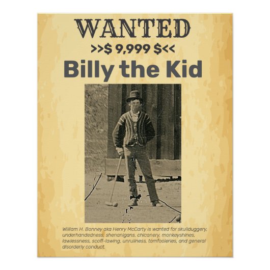 Billy het Kind 🤠WILDE BELONING Poster (Voorkant)