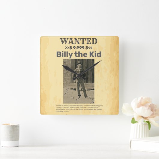 Billy het Kind 🤠WILDE BELONING Vierkante Klok (Huis)