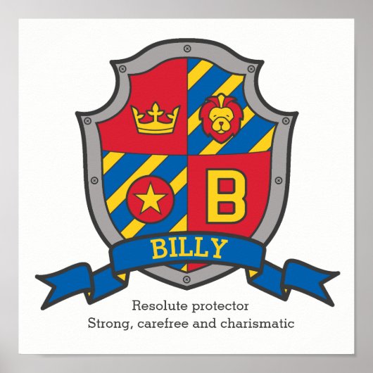 Billy jongens: Heraldry shield letter B Poster (Voorkant)