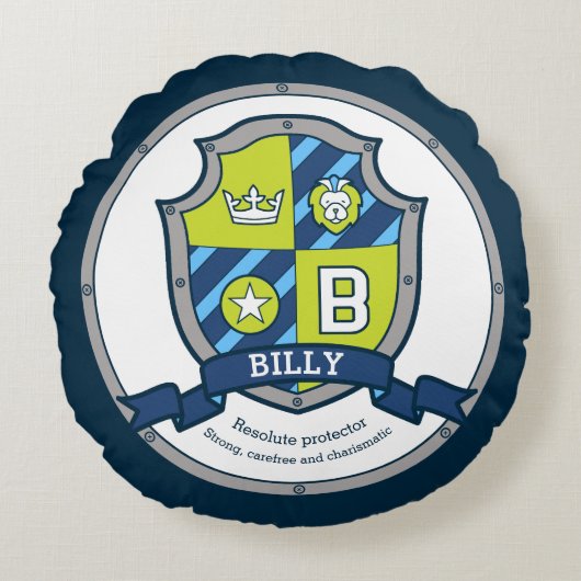 Billy letter B: heraldry shield Rond Kussen (Voorkant)