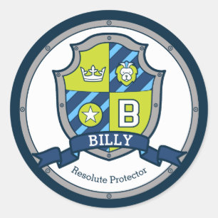 Billy letter B naam betekent heraldiek schild kind Ronde Sticker
