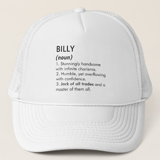 Billy name, Editable name, Custom name Trucker Pet (Voorkant)
