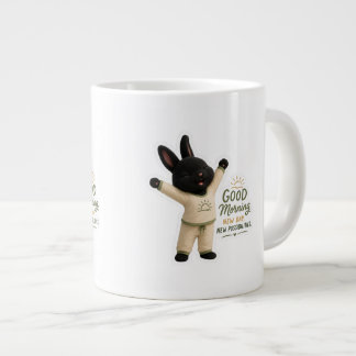 Billy Ochtend Stretch Lief Zwarte Rex Konijn Grote Koffiekop