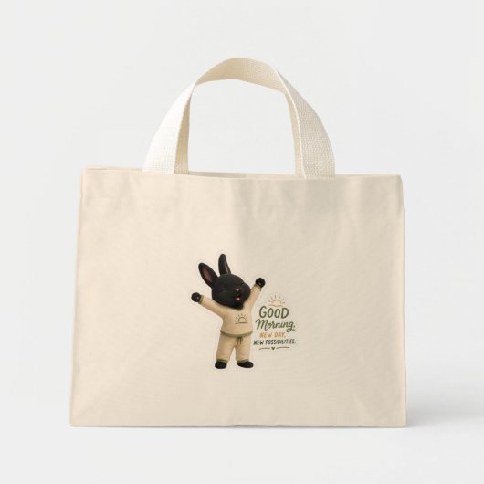 Billy ochtendstretch Schattige Zwarte Rex Konijn Mini Tote Bag (Voorkant)