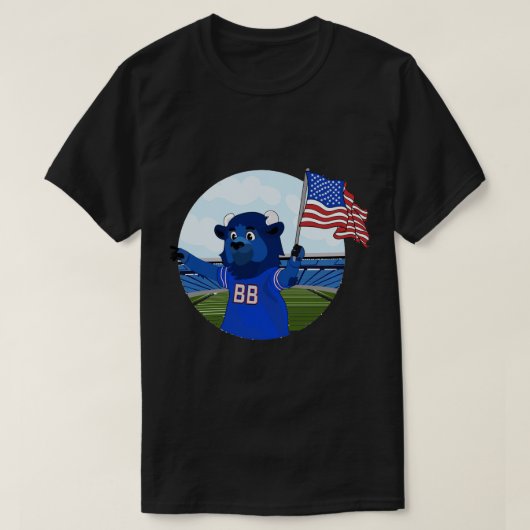 Billy the Buffalo Holding American Flag Sticker T-shirt (Design voorkant)