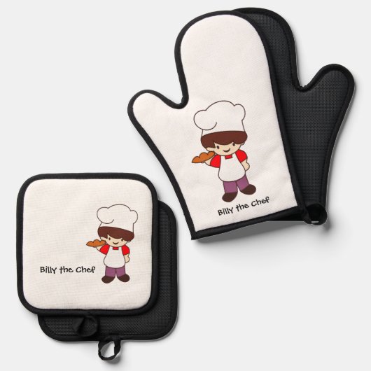 Billy the Chef Masterchef Print  Ovenwant & Pannenlap Set (Voorkant / Achterkant)