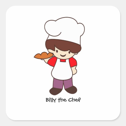 Billy the Chef Masterchef Print  Vierkante Sticker (Voorkant)
