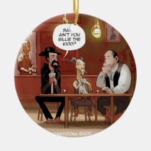 Billy The Kid? Grappige Geit Cartoon Keramisch Ornament