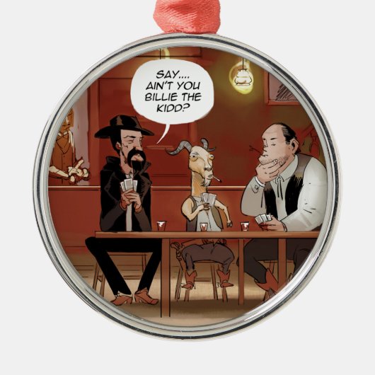 Billy The Kid? Grappige Geit Cartoon Metalen Ornament (Voorkant)