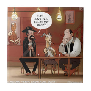 Billy The Kid? Grappige Geit Cartoon Tegeltje