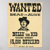 Billy the Kind Old Wild West Wanted Poster (Voorkant)