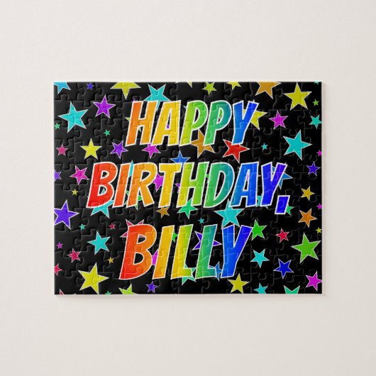 "BILLY" voornaam, geun "HAPPY BIRTHDAY" Legpuzzel (Horizontaal)