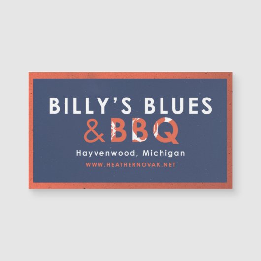 Billy's Blues en BBQ Magnet. (Voorkant)
