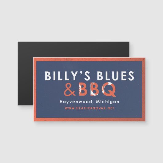 Billy's Blues en BBQ Magnet. (Voorkant / Achterkant)