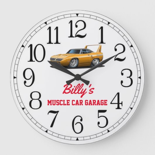 Billy's Muscle Car Garage Large Clock Grote Klok (Voorkant)