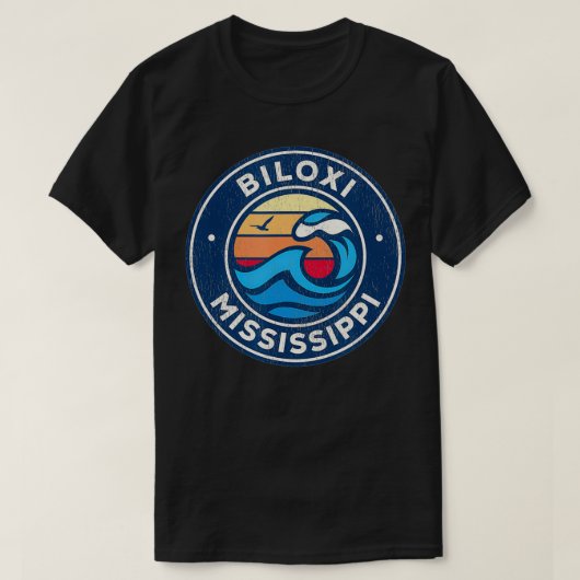 Biloi Mississippi  Nautical Waves Design T-shirt (Design voorkant)