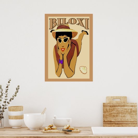 Biloxi, Lady on Beach Poster (Keuken)
