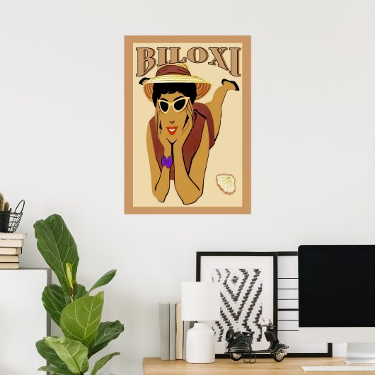 Biloxi, Lady on Beach Poster (Thuiskantoor)