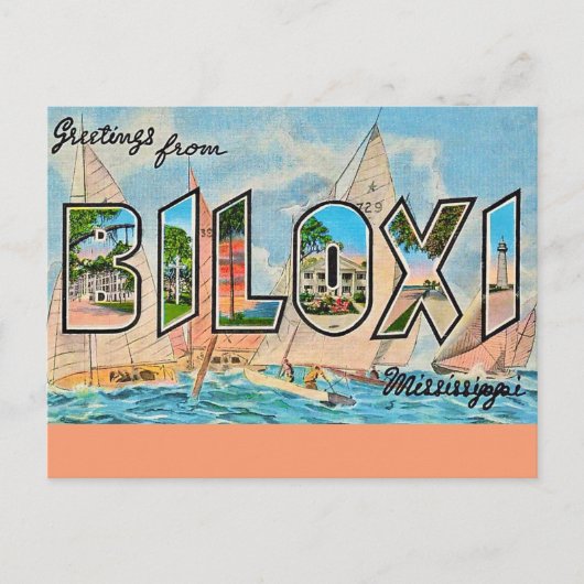 Biloxi Miss Vintage Postcard Briefkaart (Voorkant)