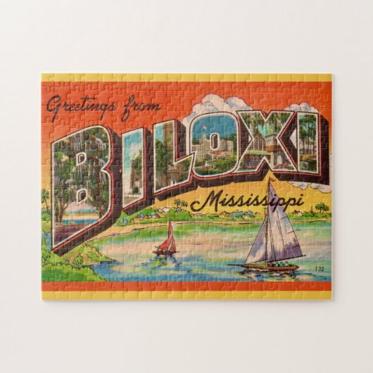 Biloxi Mississippi Groeten Briefkaart Legpuzzel (Horizontaal)