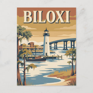 Biloxi Mississippi Gulf Coast Vuurtoren Poster Briefkaart