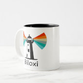 Biloxi Mississippi Lighthouse Rainbow Tweekleurige Koffiemok (Voorkant links)