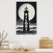 Biloxi Mississippi vuurtoren Moon Poster (Keuken)