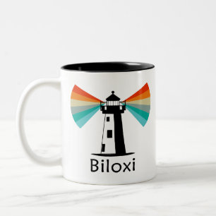 Biloxi Mississippi Vuurtoren Regenboog Tweekleurige Koffiemok