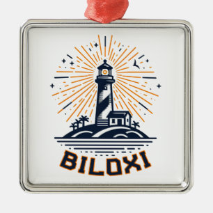 Biloxi Mississippi Vuurtoren Zonsopgang Metalen Ornament