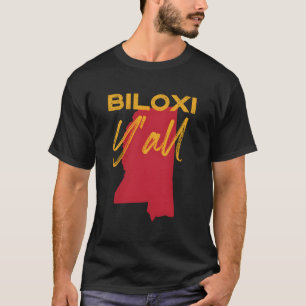 Biloxi Mississippi Y'ALL MS Pride State Kaart Scha T-shirt