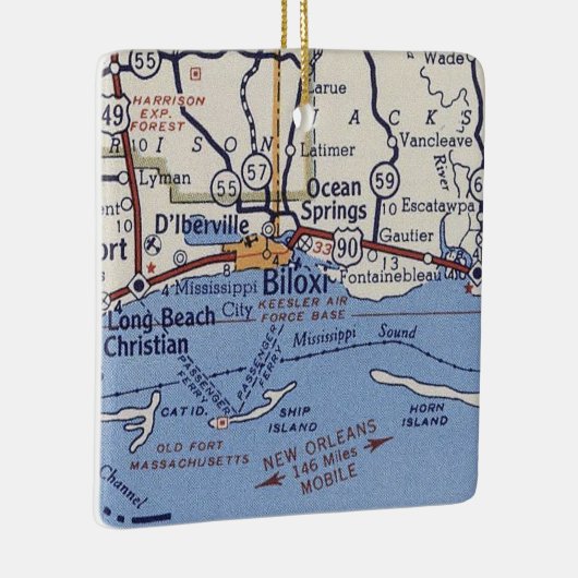 Biloxi MS  Map Keramisch Ornament (Rechts)