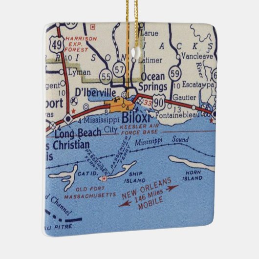 Biloxi MS Map Keramisch Ornament (Rechts)