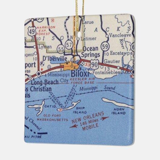 Biloxi MS  Map Keramisch Ornament (Links)