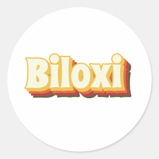 Biloxi Retro Vintage Text Ronde Sticker (Voorkant)