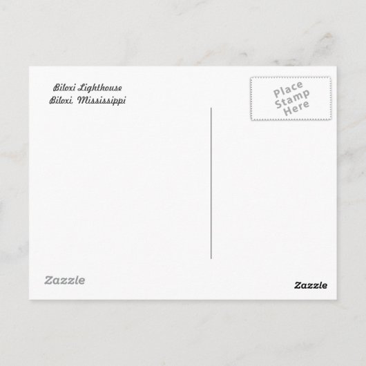 Biloxi vuurtoren briefkaart (Achterkant)
